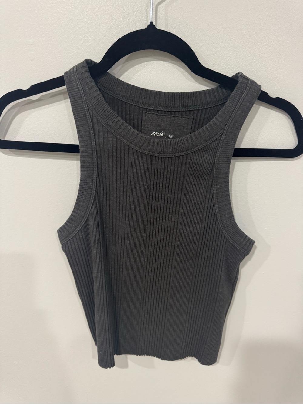 aerie Ribbed Tank Top - Charcoal